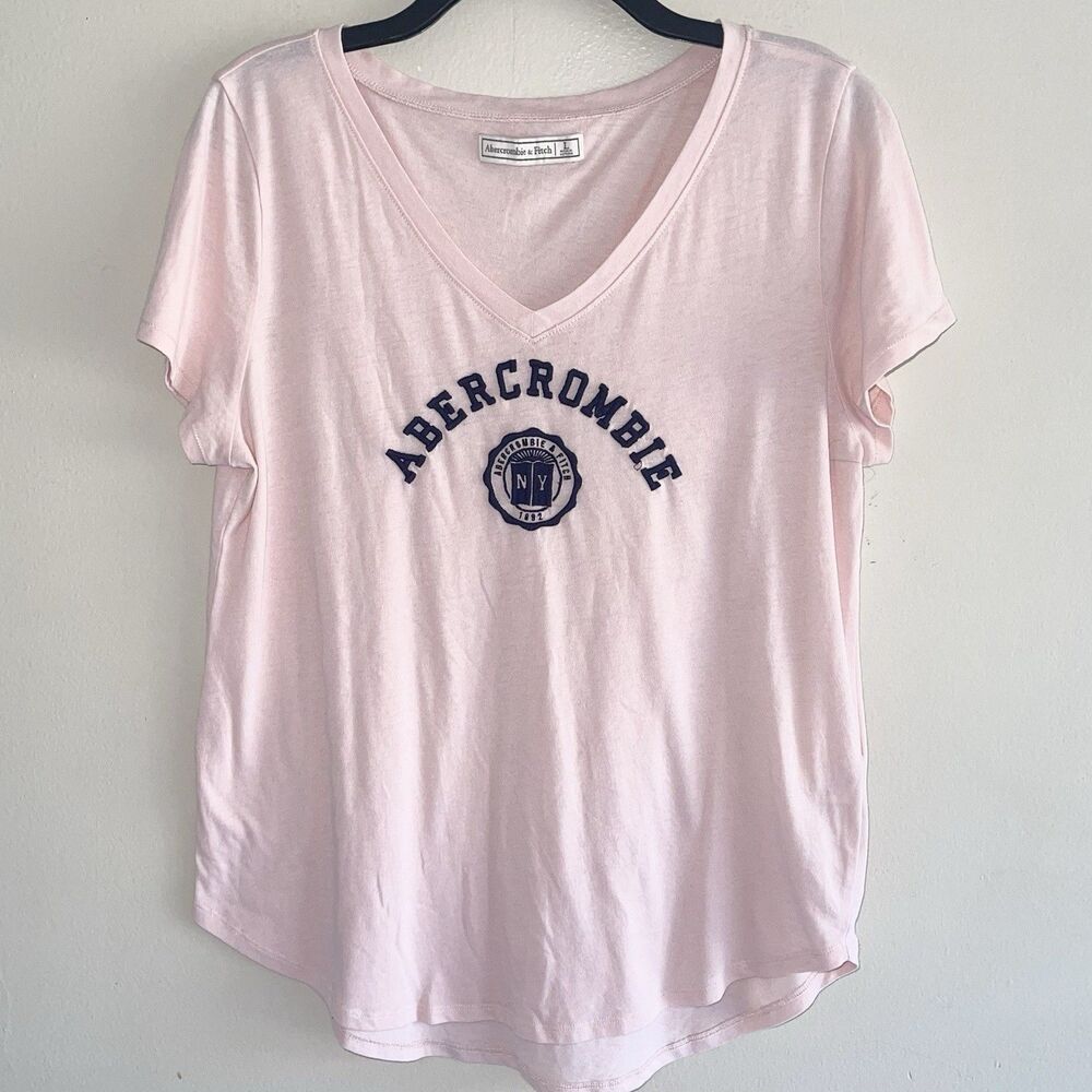 Abercrombie Fitch Y2K Layering Tee Shirt Women Size L Pastel Pink Short Sleeve